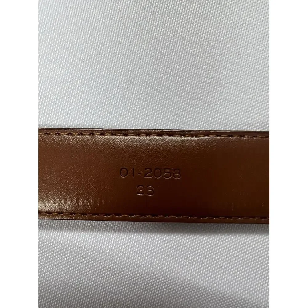 Men’s GENUINE EEL SKIN Belt Solid Brass Buckle Size 36 1” Brown Old Money